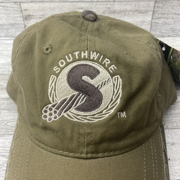 Southwire RealTree Hat Green Camouflage  Distressed Bill Strapback Camo Cap - Picture 5 of 15